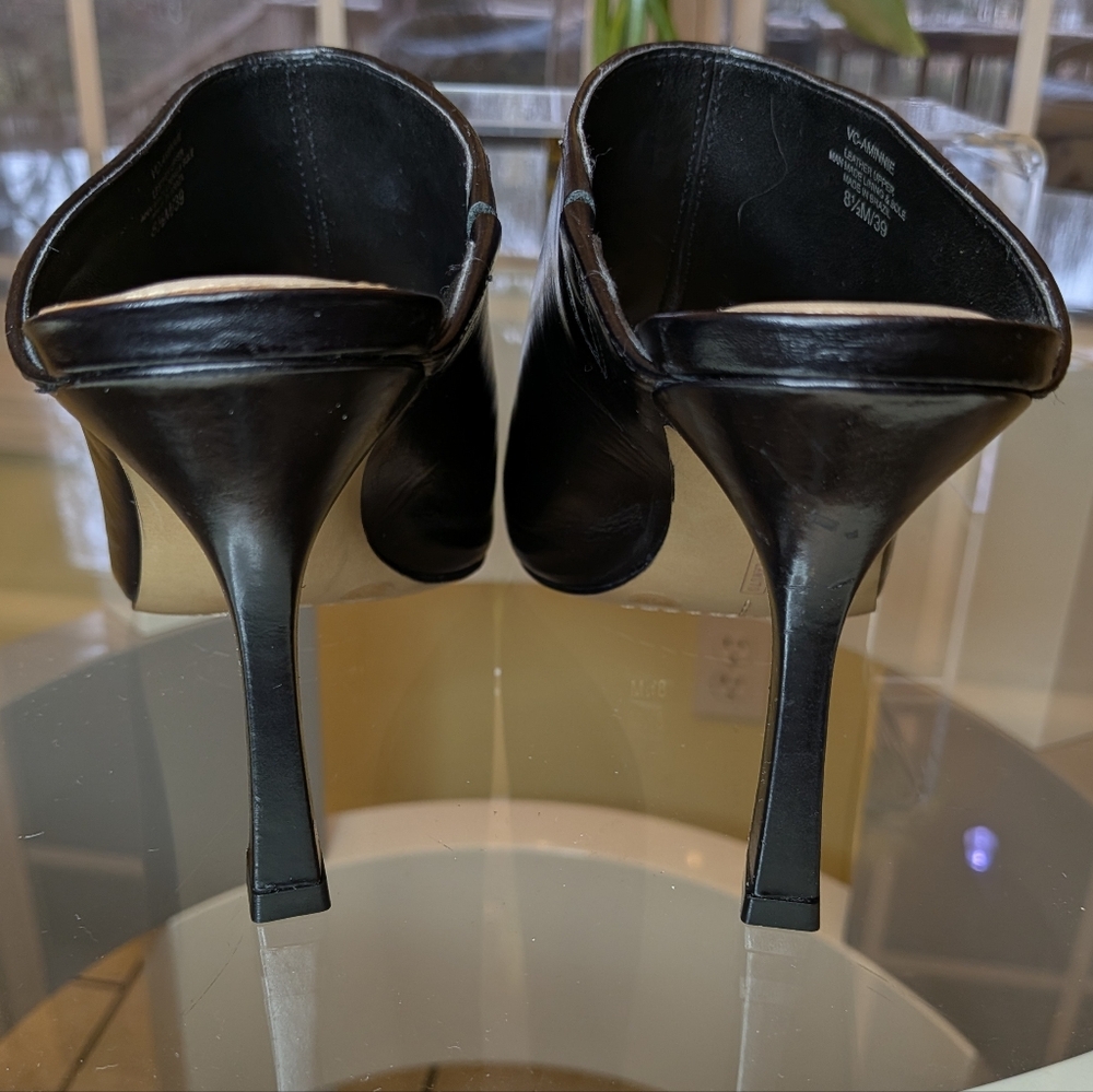 Vince Camuto Black Leather Heeled Mules 8.5 - Picture 5 of 8